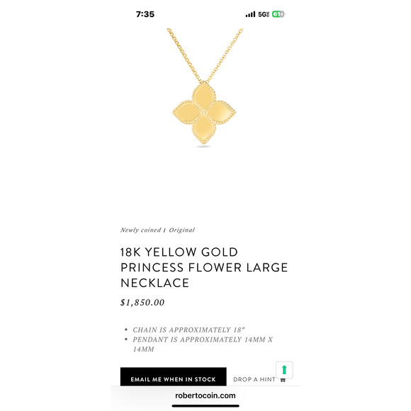 Roberto Coin Jewelry - Copied - Roberto Coin 18K Yellow Gold Princess Flower Necklace